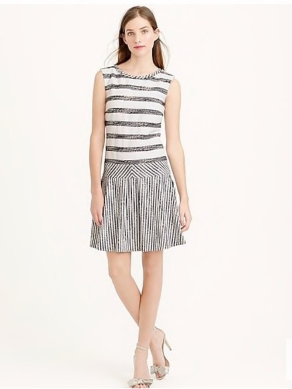 ⚡️Like NEW⚡️ J. Crew Navy & White Sleeveless Tweed Dress